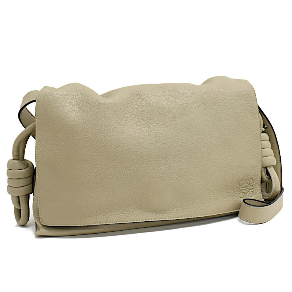 Loewe Flamenco Flap Messenger Bag Leather Beige Cream Anagram